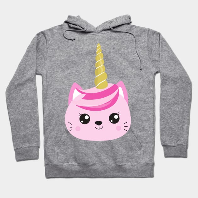 Unicorn Cat, Little Cat, Cute Cat, Pink Cat, Kitty Hoodie by Jelena Dunčević